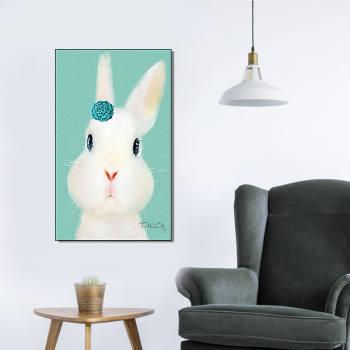 Pinturas murales de animales de conejo y cerdo personalizadas al por mayor, arte sobre lienzo