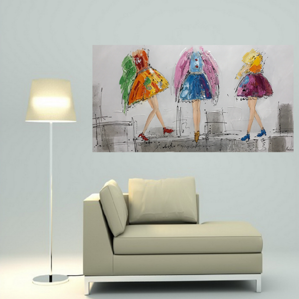 Vente chaude décoration de la maison mode filles moderne toile Art abstrait peinture à l'huile