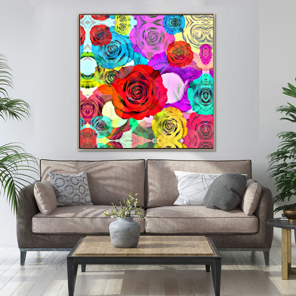 Hot sale OEM oil painting color rose picture home hotel decoration printing canvas oil painting