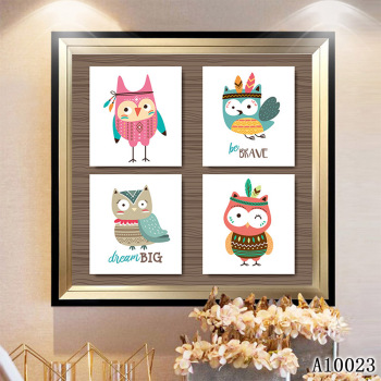Modern Frameless Bird Wall Artist Painting Oil Painting 4 Drawing of Living Room