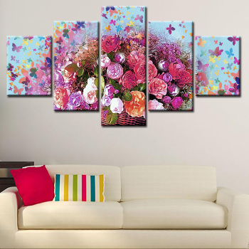 5 pièces impressions sur toile de belle fleur peinture mur Art Anime décor à la maison panneaux affiche modulaire photos pour salon