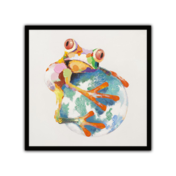 Décoration murale faite à la main Une belle grenouille avec une balle dans ses bras Toile abstraite Art Peinture à l'huile décor décoration murale