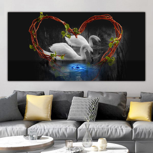Canvas Painting Animal Wall Art White Swan Posters and Prints Living Room Home Decoration Painting