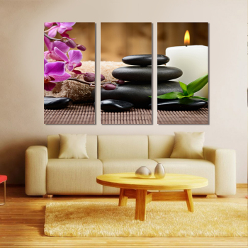 Zen Flower Modern 3 Frameless Interior Wall Art Décoration de la maison Peinture à l'huile