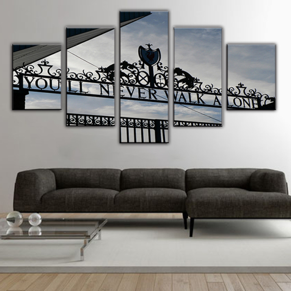 Modern Blue Sky Iron Fence 5 Canvas Wall Art Combination Painting Home Decoration Oil Painting