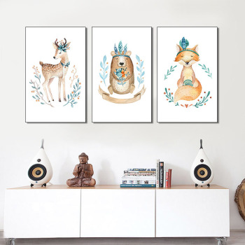 Плакат с изображением лисы, современный принт, лось, художественные картины на холсте, декор для детской комнаты