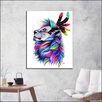 Colourful Lion Canvas Painting Wall Art Picture for Living Room Home Poster Animal Art Print Canvas No Frame