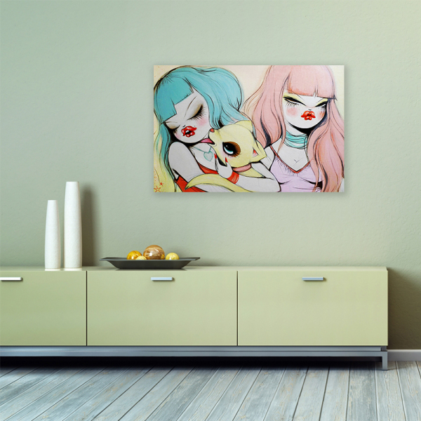 Customized Accepted Design Cartoon Girl wall decoration art printed canvas painting