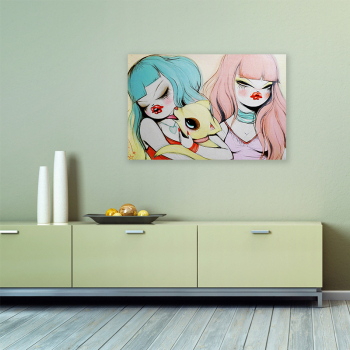 Customized Accepted Design Cartoon Girl wall decoration art printed canvas painting