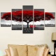Modern 5 Frameless Canvas Gray Background Red Tree Picture Printing Art Home Decoration 5 Living Room Picture