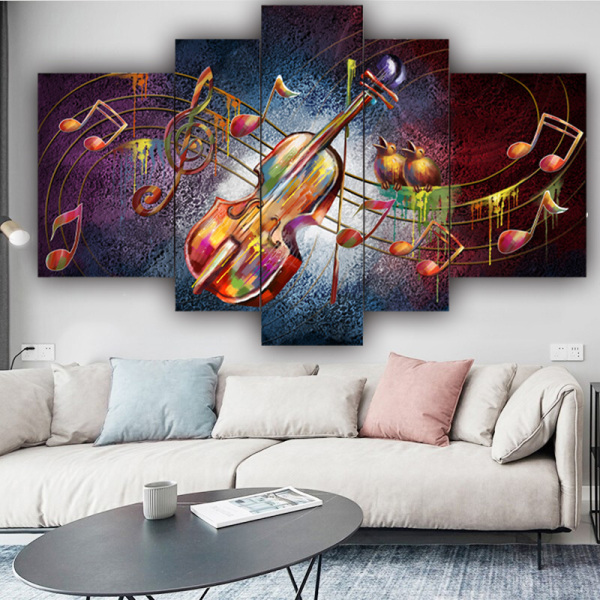 Top quality wall art custom design violin musical note picture decor product canvas painting