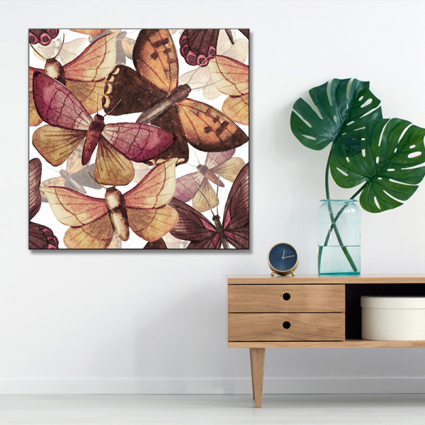 Customized good quality canvas prints fashion painting art moth butterfly canvas oil painting