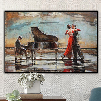 Handmade Texture Oil Painting A group of dancers dancing with the piano Abstract Art Wall Pictures for Home Office Decoration