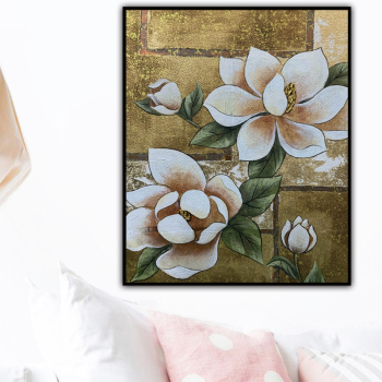 Handmade Texture Oil Painting View White flowers Abstract Art Wall Pictures Decoration