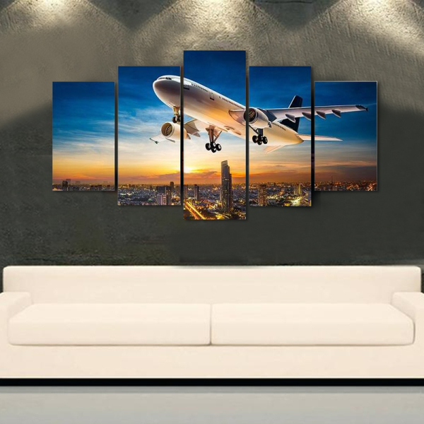 Custom design modern city airplane mural interior decoration modern canvas printing