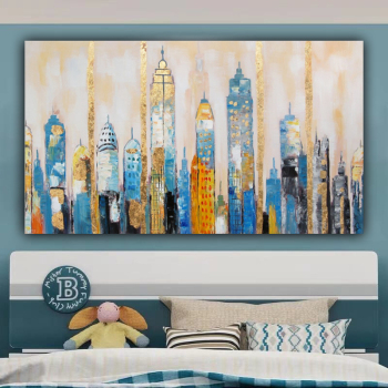 Fantastic artistic artwork abstract modern urban landscape handmade art oil painting