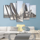 New Arrival 5 Panel Print Canvas Wall Art Painting, Abstract Grey Islamic Architecture Art Printed Canvas Painting