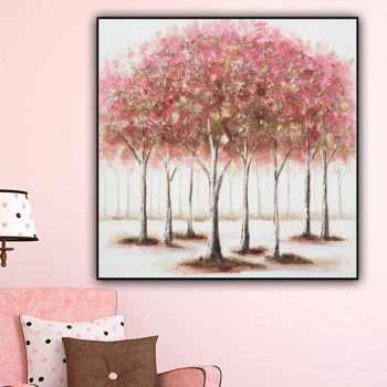 Украшение стены ручной работы Розовый лес Абстрактная картина маслом на холсте для декора стен гостиной