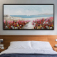 Home Decor Hand Made oil painting The scenery of flowers and birds by the sea, Decorative painting of trees