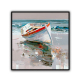 handmade oil painting A boat by the sea Thick texture home decor  Wall Decoration