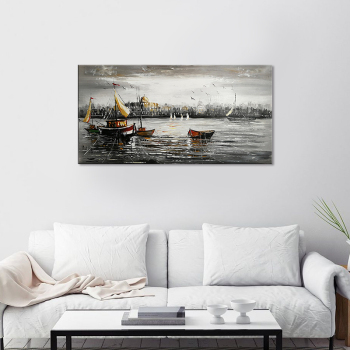 handmade painting Thick texture sailings on sea