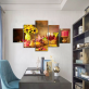 Modern Style Red Wine Fruit Still Life Art Canvas Prints, Artwork 5 Panels Wall Art Picture