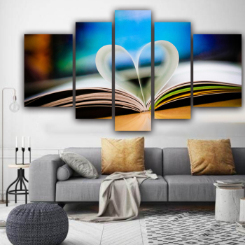 Wholesale 5 Panel Book Home Decoration Wall Art Canvas Painting for Living Room wall decor