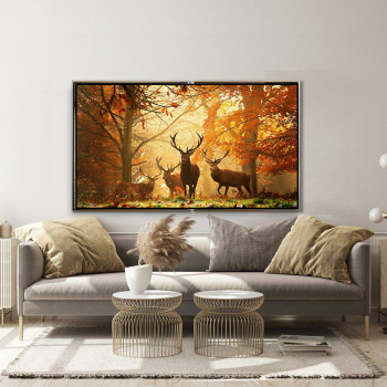 Decorative family painting, home hotal decor canvas painting, forest deer picture modern wall art painting