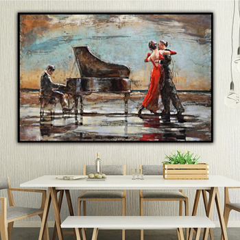 Handmade Texture Oil Painting A group of dancers dancing with the piano Abstract Art Wall Pictures for Home Office Decoration