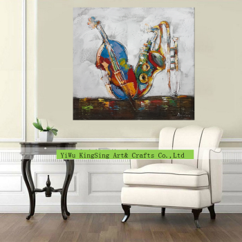 Newest Design Violin Saxophone Musical Instrument Set Wall Decor Abstract Artwork Canvas Oil Painting for Living Room