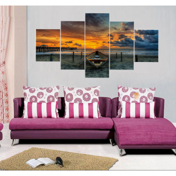 5 paneles sin marco paisaje de puesta de sol lienzo impresión pintura lienzo moderno arte de pared para pared Pcture decoración del hogar ilustraciones