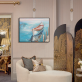 New arrival blue sea boat scenic art handmade oil painting, rectangle oil painting canvas