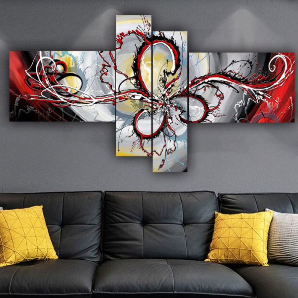 Wholesale 4Panel wall art custom picture abstract canvas print living room wall decoration hanging painting