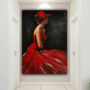 Handmade  Texture Oil Painting A woman in a red evening dress Abstract Art Wall Pictures  Decoration
