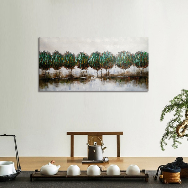 Home Decor Hand Made oil painting Natural scenery, woods green