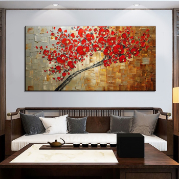 New handmade Modern Canvas on Oil Painting Palette knife Tree 3D Flowers Paintings Home living room Decor Wall Art