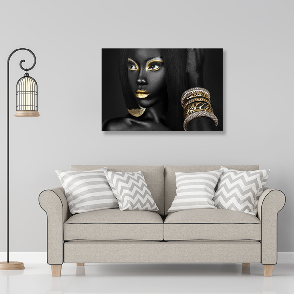 African Artwork canvas print painting for dinning room home hotel, Wall Decoration black women portrait painting on canvas