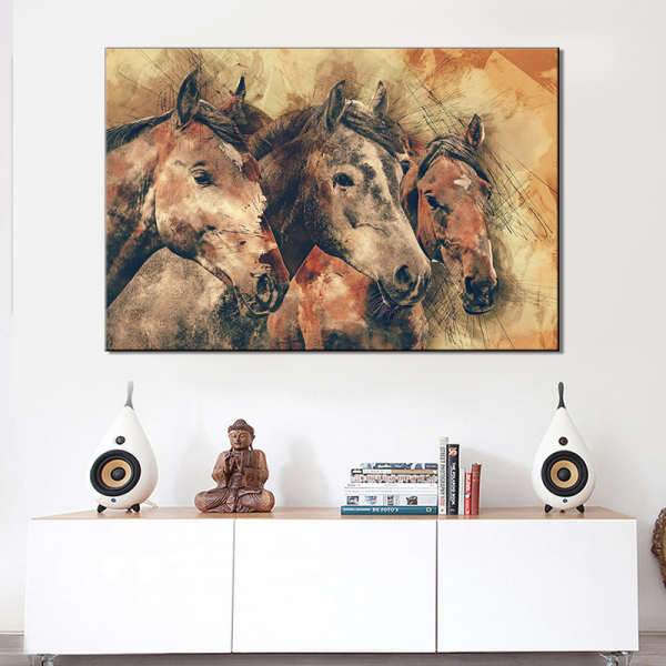 Running Horse Poster Print Animal Nursery Wall Art Canvas Painting Child Picture Nordic Kids Baby Room Decoration