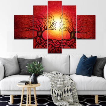 Abstract tree Scenery HD Photo Art Prints 5 Panel Customized Canvas Painting Modern Home Wall Decor Nature Landscape Painting