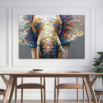 Image d'éléphant mur art photo peinture à l'huile sur toile à la main pour le salon moderne abstrait décoration de la maison