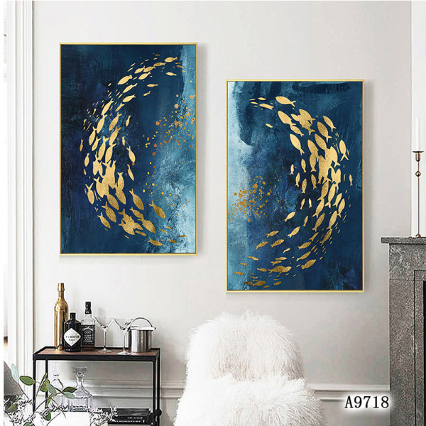 Modern Frameless Deep Sea Fish Printing wall art home decoration 2 living room picture painting