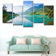 Home Wall Decoration Green Mountains And Water Blue Sky Realistic Landscape Painting 5 Oil Painting Spray Painting