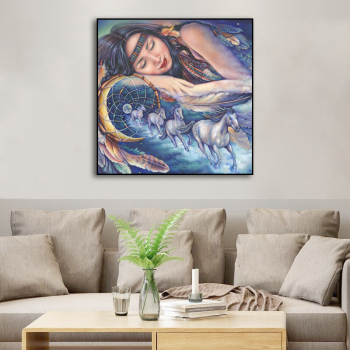 Best seller indian lady and running horse home decoration printing, OEM ODM design canvas printing