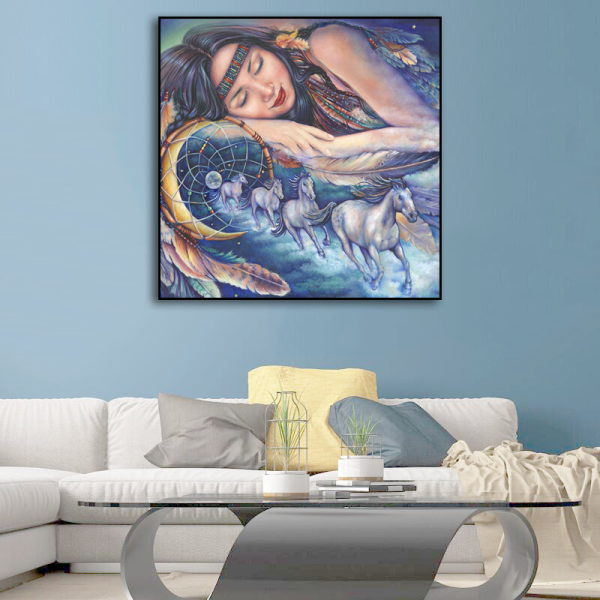 Best seller indian lady and running horse home decoration printing, OEM ODM design canvas printing