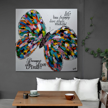 Handmade Abstract Golden Butterfly Oil Painting On Canvas Handpainted Abstrat Paintings For Living Room Decor Wall Art Pictures