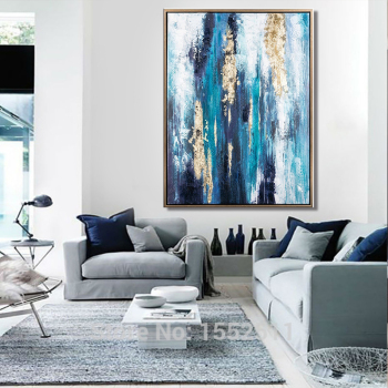 Handmade Modern Decoration Acrylic Textured Abstract Canvas Painting Gold Foil Art Decor Handmade Oil Painting