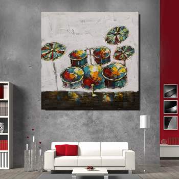 Drum Set Abstract Art Fabric Canvas Pure Hand Painted Oil Painting for Living Room Decor
