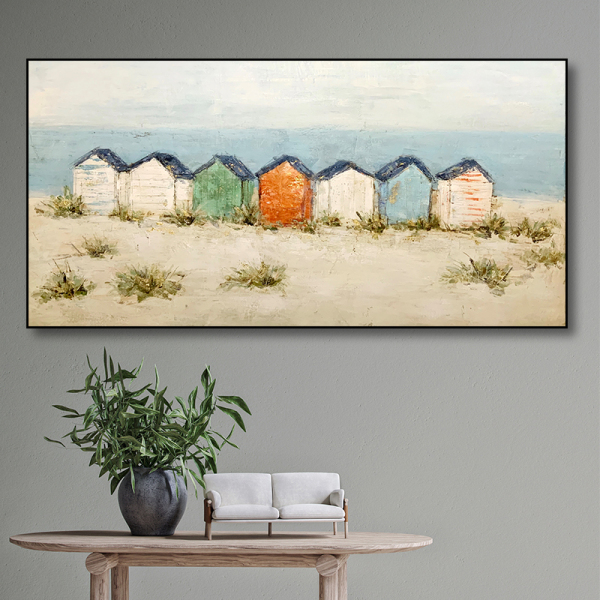 OEM design big size picture sea view room oil painting, oil painting abstract without frame