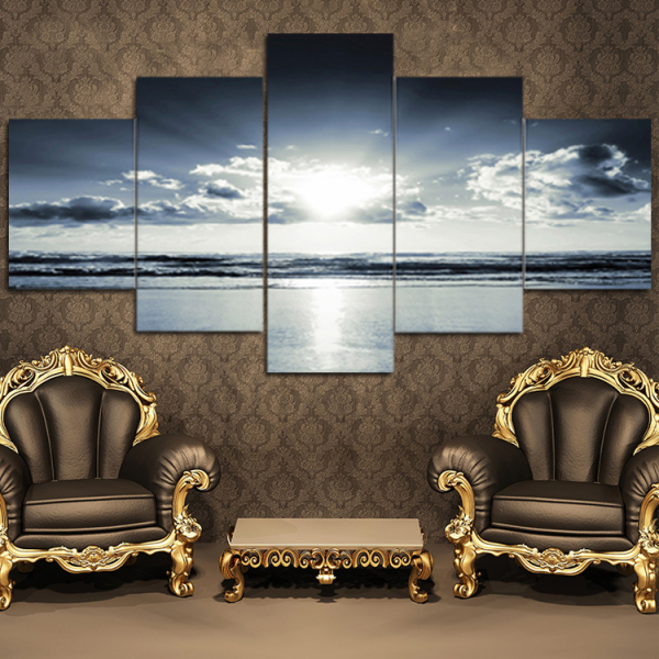 Unframed 5 Panels Sunset Scenery Canvas Print Painting Modern Canvas Wall Art for Wall Pcture Home Decor Artwork