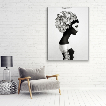 Home Hotel wall decoration Nordic simple abstract portrait woman printing canvas painting